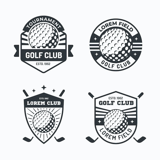 フラットなデザインのゴルフロゴコレクション
