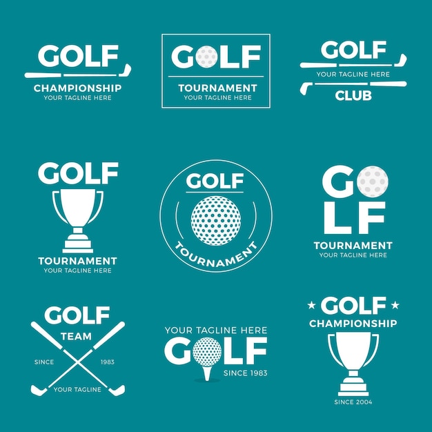 Бесплатное векторное изображение Коллекция логотипов гольфа