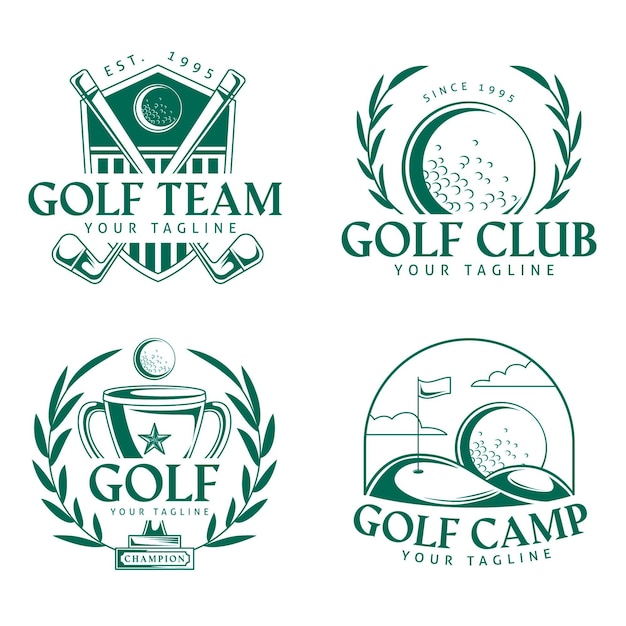 Vettore gratuito logo di golf impostato in design piatto