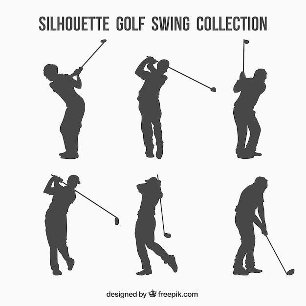 Vettore gratuito collezione silhouette golf swing