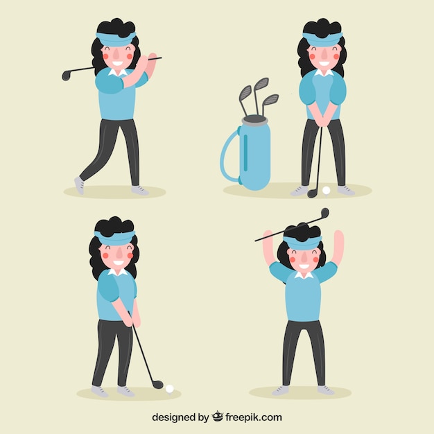 Free vector golf swings collection in hand drawn style