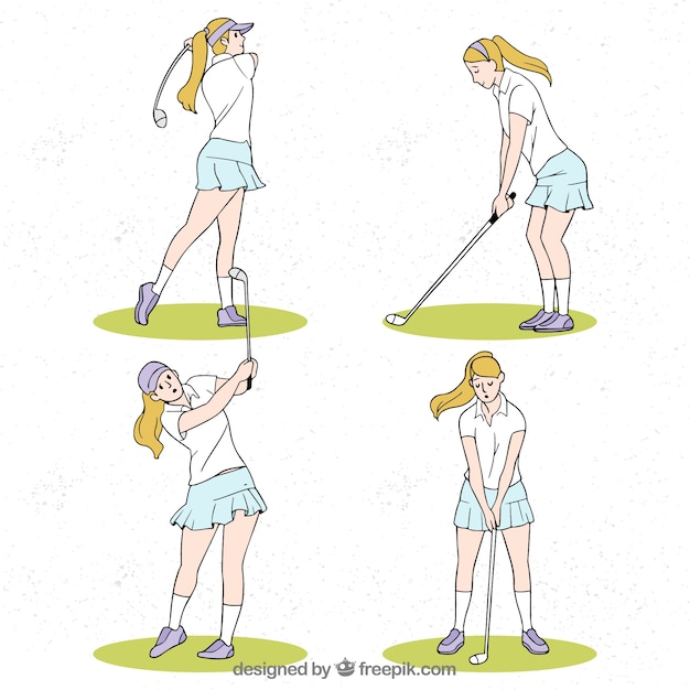 Free vector golf swings collection in hand drawn style