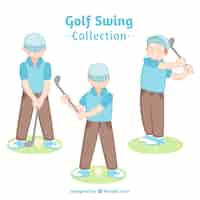 Free vector golf swings collection in hand drawn style