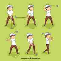 Free vector golf swings collection in hand drawn style