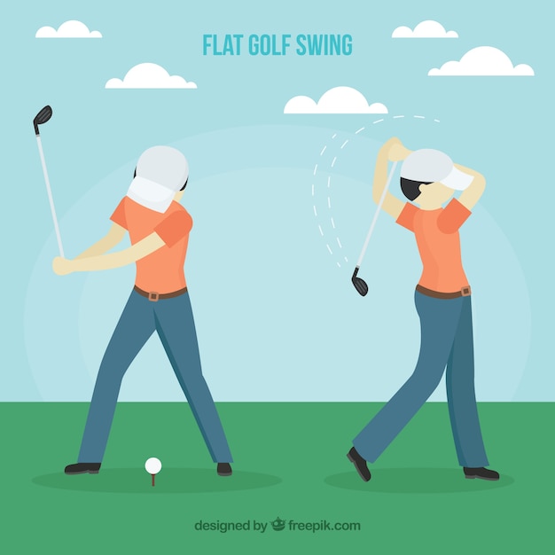 Free vector golf swings collection with man in flat style