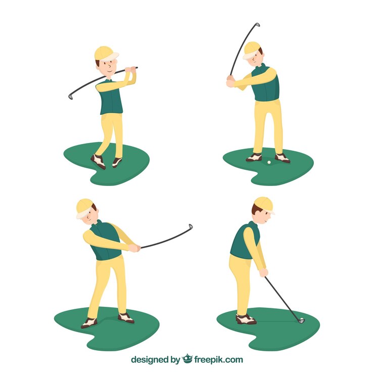 Free Vector golf swings collection with man in flat style