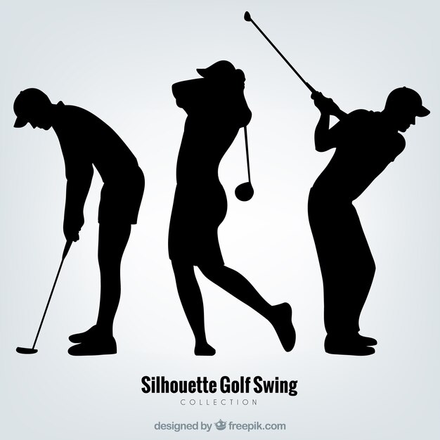 Golf swings collection with silhouette