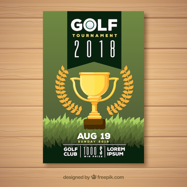 Golf tournament flyer with trophy