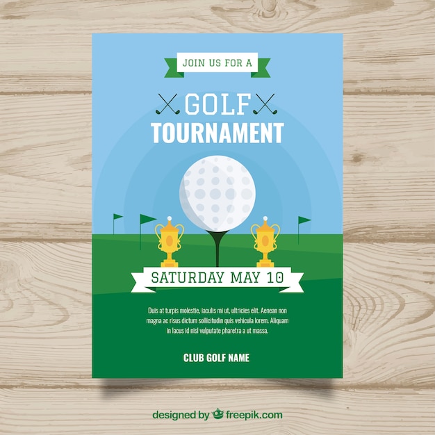 Free vector golf tournament poster in flat style