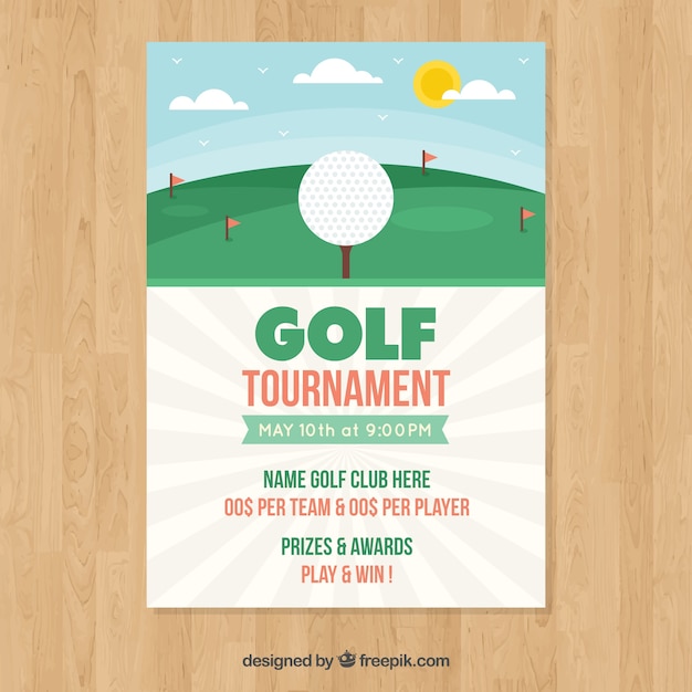 Free vector golf tournament poster template