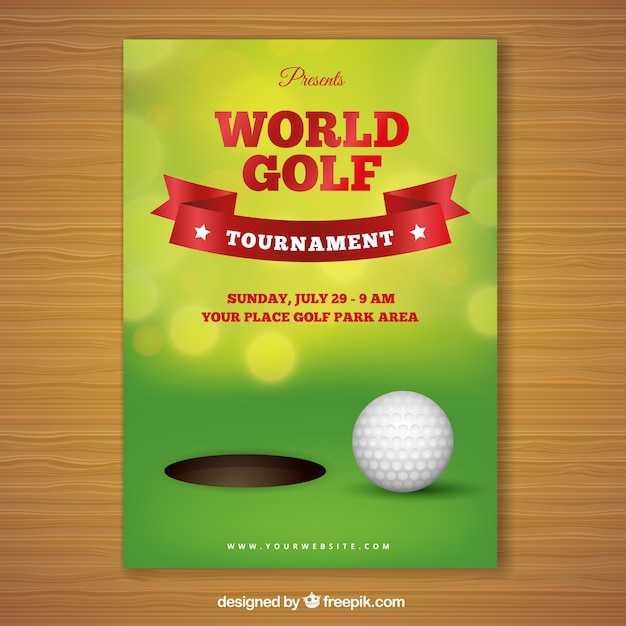 Free vector golf tournament poster with hole