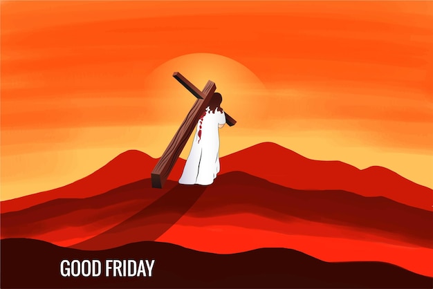 Vettore gratuito concetto di sfondo del venerdì santo con lo sfondo della carta croce di gesù