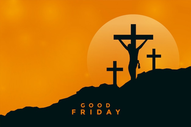 Free vector good friday background with jesus christ crucifixion scene