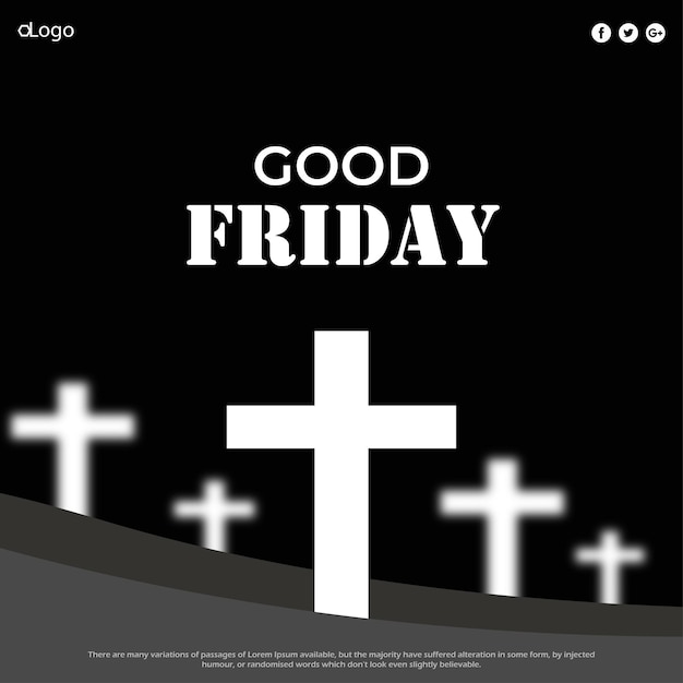 Good Friday Black White Background Social Media Design Banner Free Vector