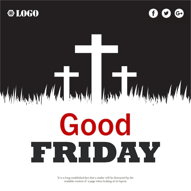 Free vector good friday black white background social media design banner free vector