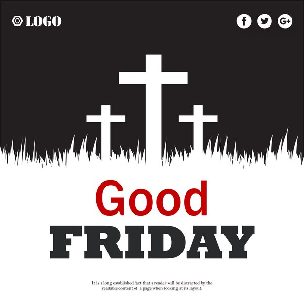 Good Friday Black White Background Social Media Design Banner Free Vector