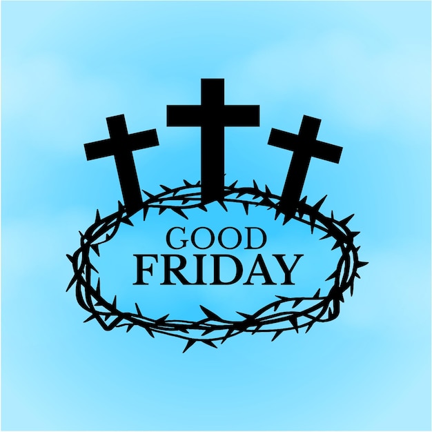 Good friday blue black background social media design banner free vector