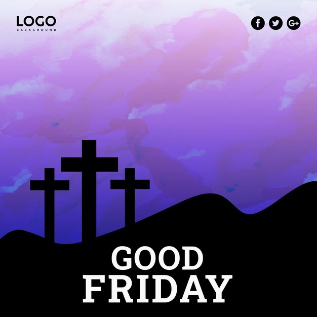 Good friday blue black background social media design banner free vector