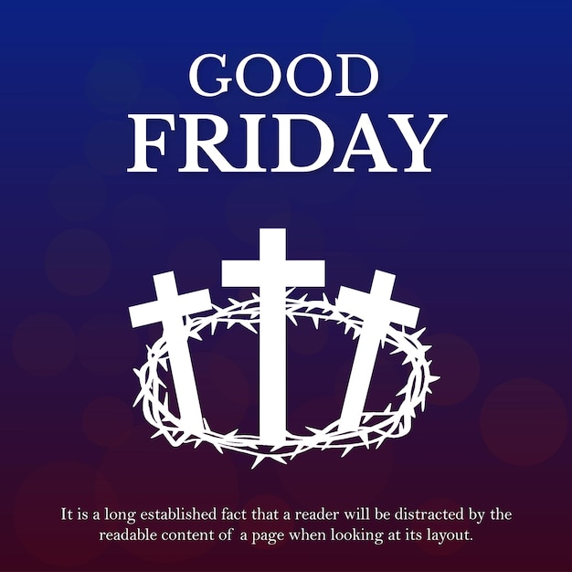 Vector Templates: Good Friday Blue White Background Social Media Design Banner Free Vector