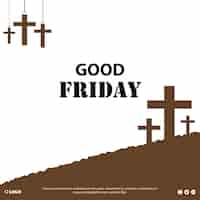 Free vector good friday brown white background social media design banner free vector