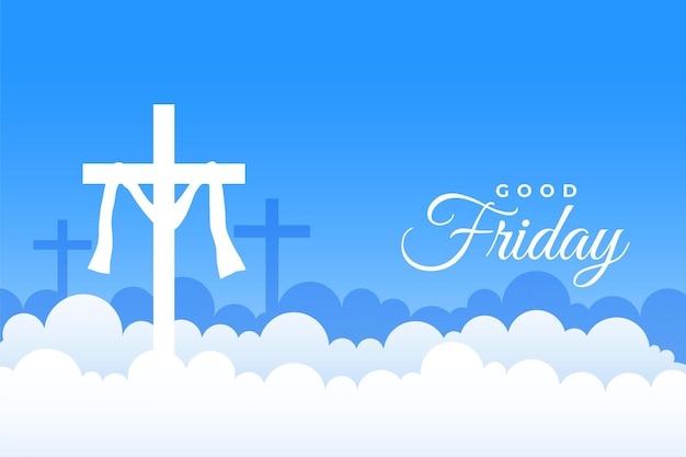 Free vector good friday cross over the clouds background