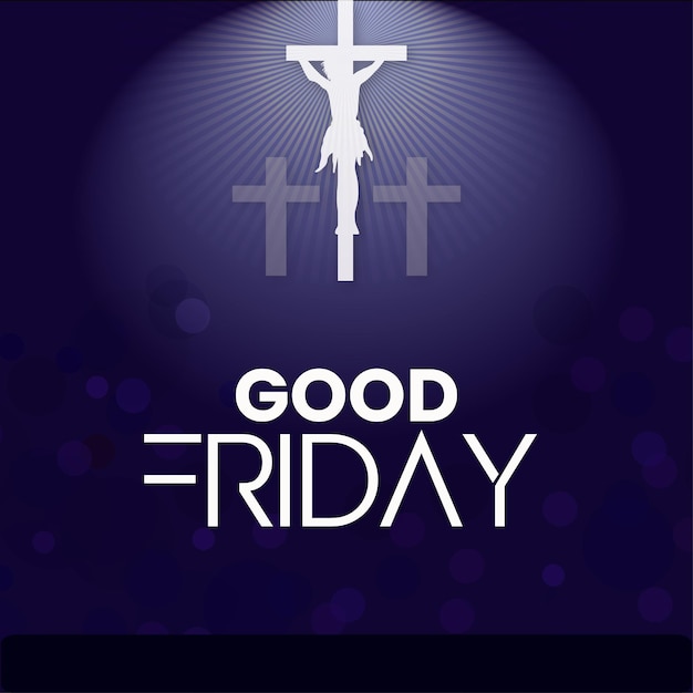 Good Friday Dark Blue White Background Social Media Design Banner Free Vector