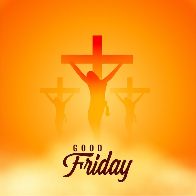 Free vector good friday greeting card with crosses and clouds