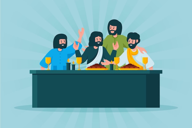 Free vector good friday illustration with jesus and disciples having a feast