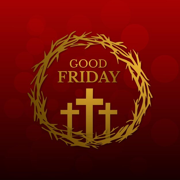 Good Friday Maroon Golden Background Social Media Design Banner Free Vector