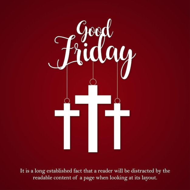 Good friday maroon white background social media design banner free vector