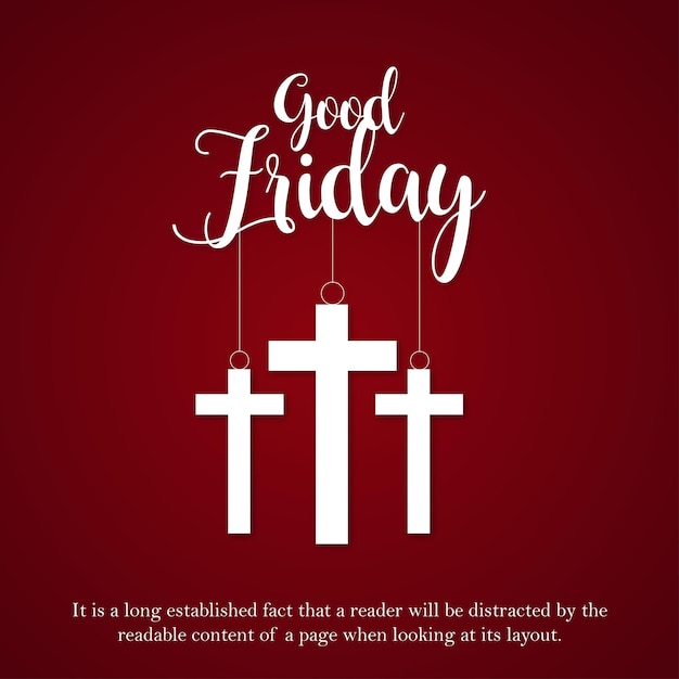 Free vector good friday maroon white background social media design banner free vector