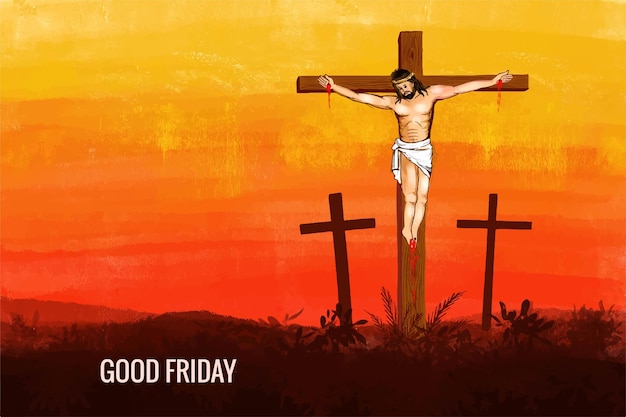 無料ベクター イエス・キリストの十字架のポスターの背景の良い金曜日