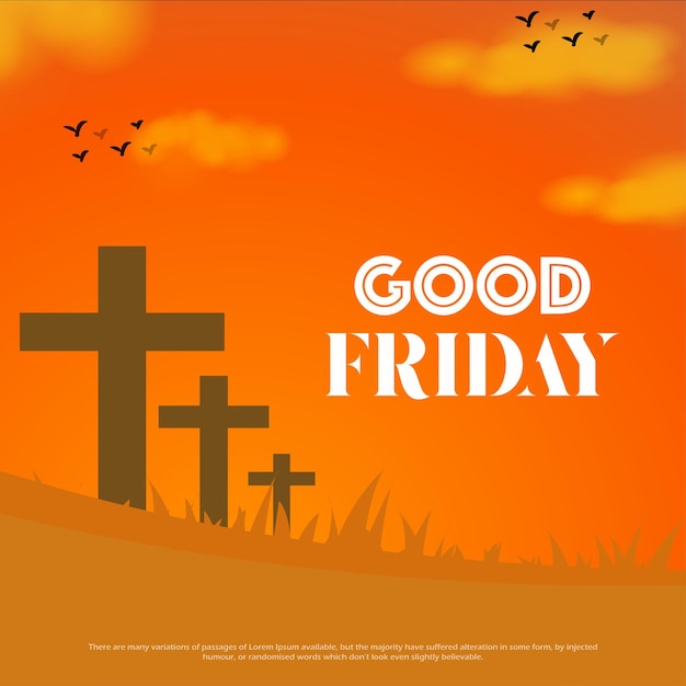 Good Friday Orange Background Social Media Design Banner Free Vector