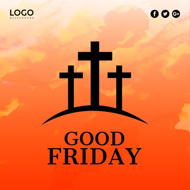 Good Friday Orange Black Background Social Media Design Banner Free Vector