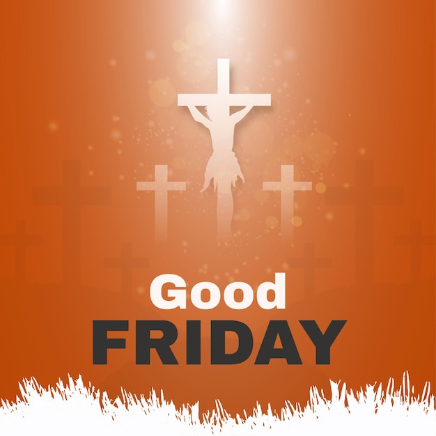 Good Friday Orange White Background Social Media Design Banner Free Vector