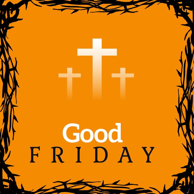 Good Friday Orange White Black Background Social Media Design Banner Free Vector