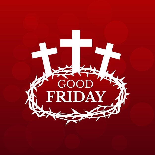 Good Friday Red White Background Social Media Design Banner Free Vector