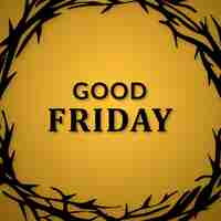 Free vector good friday yellow black background social media design banner free vector