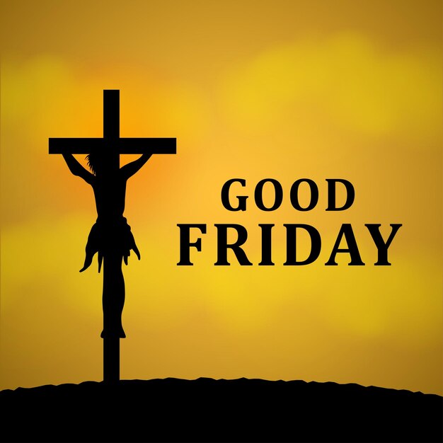 Good Friday Yellow Black Background Social Media Design Banner Free Vector