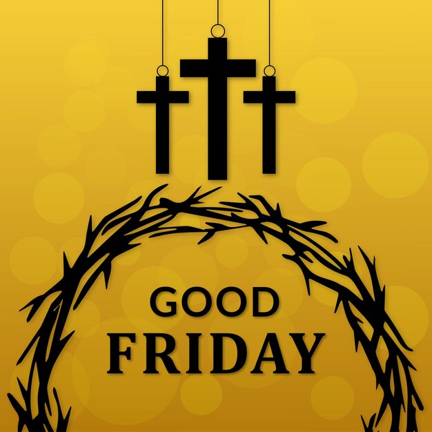 Good Friday Yellow Black Background Social Media Design Banner Free Vector