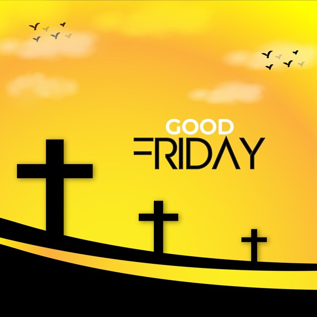 Good Friday Yellow Orange Black Background Social Media Design Banner Free Vector