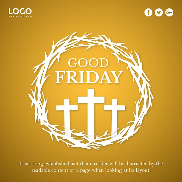 Good Friday Yellow White Background Social Media Design Banner Free Vector