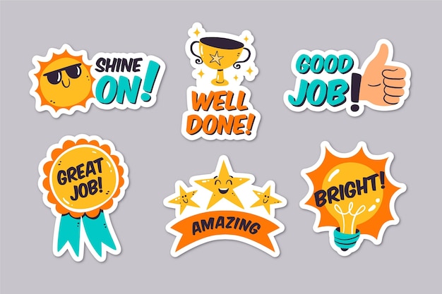 Free Vector Good Job And Great Job Stickers Set