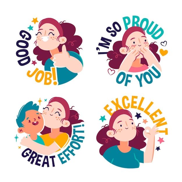 Free vector good job stickers collection