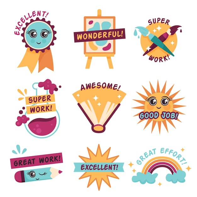 Free vector good job stickers collection