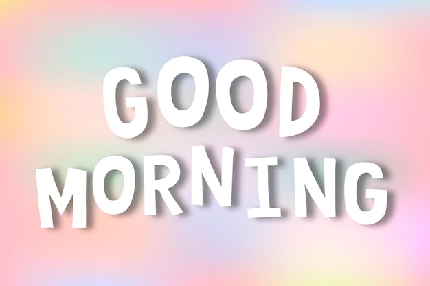 Бесплатное векторное изображение Доброе утро, каракули, типография на пастельном фоне