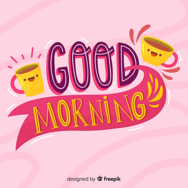 Good morning lettering background hand drawn style