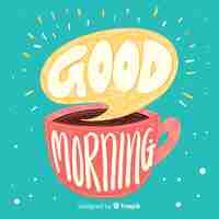 Free vector good morning lettering background hand drawn style