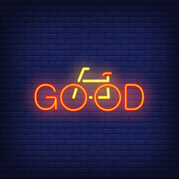 Free vector good neon text and bicycle sign