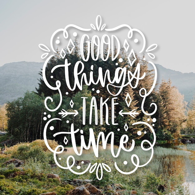 Free vector good things optimistic text lettering